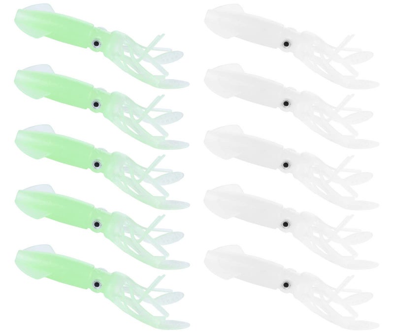 Drchoer Glow Squid Soft Plastic Lure: 4 inch Luminous Octopus Lures for Tuna Marlin Bass Saltwater Lure 10pcs - Image 1